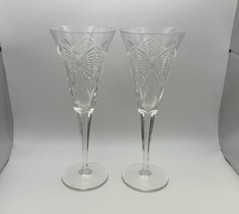 Pair Of Waterford Crystal Millennium Happiness Champagne Flutes Glasses - £71.84 GBP