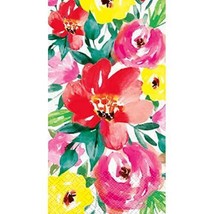 Brushed Floral 24 Ct Guest Napkins Red, Purple, Yellow, Green - $5.93