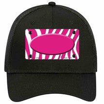 Hot Pink White Zebra Center Oval Novelty Black Mesh License Plate Hat - £21.75 GBP