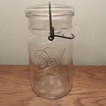 Vintage Ball Eclipse Wide Mouth Clear Glass Mason Jar &amp; Lid w/ Wire Bail - #7 - £8.93 GBP