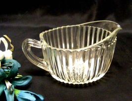 2117 Antique Hocking Queen Mary Clear Glass Oval Creamer - £6.39 GBP