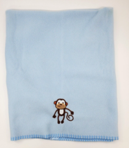 Garanimals Baby Blanket Monkey Blue Fleece Sewn Trim Security Soft Boy B83 - £15.72 GBP