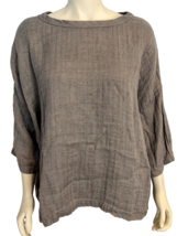 VIVID Women&#39;s Textured Linen Short Sleeve Blouse Grey 3X - $28.49