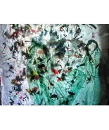 Blue abstract,Recycle plastic ironed color.Plastic bag.Sprinkle color,Upcycle - $12.00