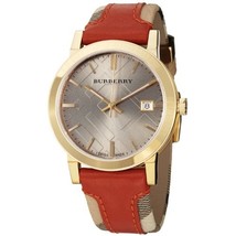 Burberry BU9016 Men&#39;s Large Check Leather on Canvas Strap Watch - $373.25