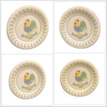 World Market ROOSTER 4-Salad Plates Ceramic Dessert Appetizer Dinnerware - £35.36 GBP