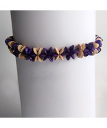 Choker necklace handmade with coconut beads - Purple/Cream - $127.95 MXN