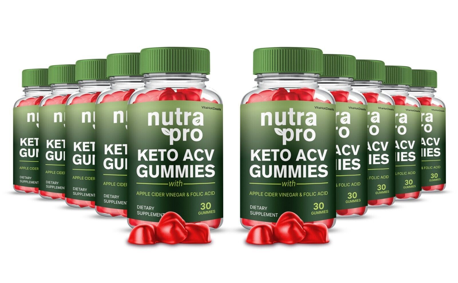 10 Pack Nutra Pro Keto ACV Gummies, Max Strength Premium Formula, NutraPro ACV