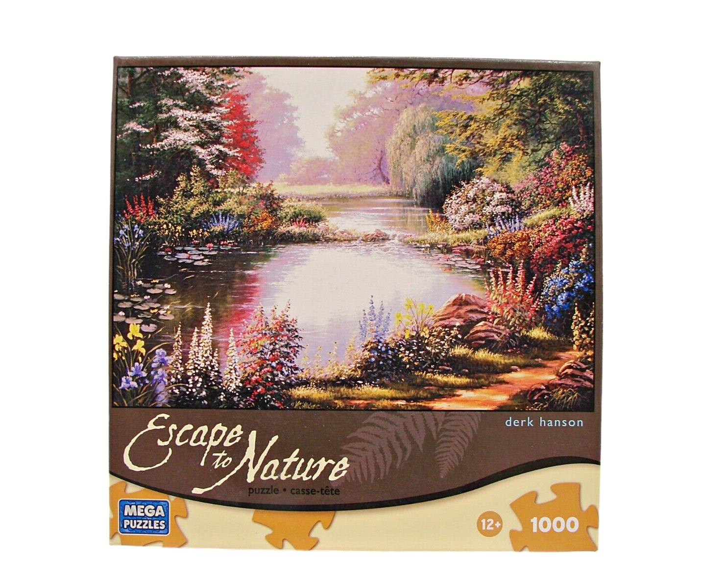 Escape To Nature 1000 Piece Jigsaw Mega Puzzle Mountains Lake Floral Derk Hanson - $9.72