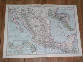 1908 Antique Map Of Mexico / Central America / Panama Inset Map - $25.45