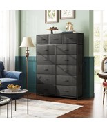 Fabric Dresser for Bedroom Tall Dresser With 13 Drawers Steel Frame Furn... - £108.85 GBP