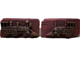 Vintage Chalkware Train Locomotive Decorative Wall Hanging set of 2.  9 ... - $93.61