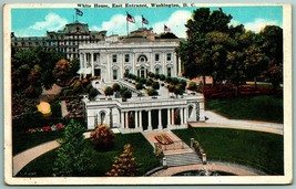 White House East Entrance Washington DC UNP Unused WB Postcard H13 - £3.11 GBP