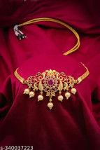 Bollywood Style Gold Plated Indian Kundan Choker Ruby Pearl Bridal Jewelry Set - £5.23 GBP