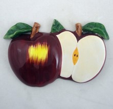 Red Apples 3D Ceramic Wall Hanging Kitchen Plaque Fruit Theme Home Decor 7.75&quot; - £9.40 GBP