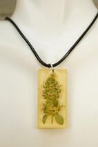 Studio Art Artisan Jewelry Herbal Resin Necklace Pendant Hairy Wood Mint - $18.80