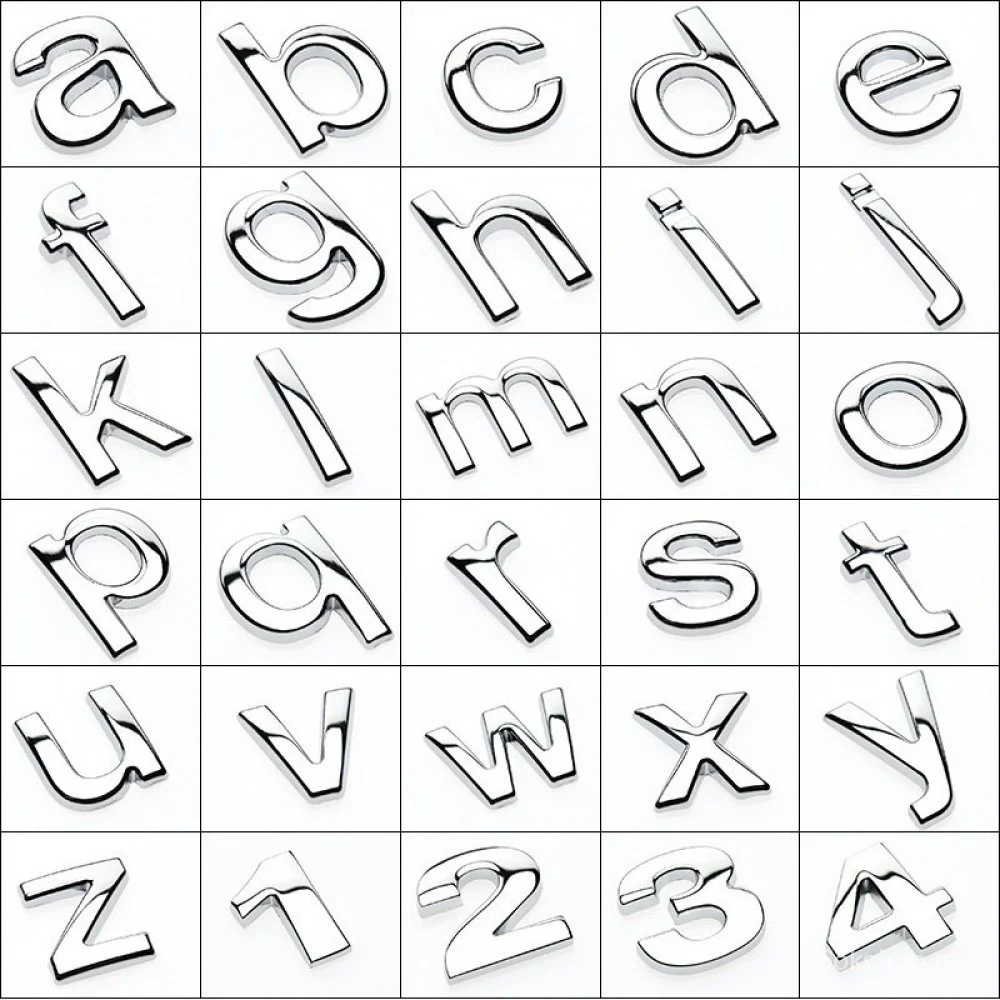 1PCS 3D Car Decals 25mm  Diy Lower Case Chrome Numbers And Letters Stick... - $43.74