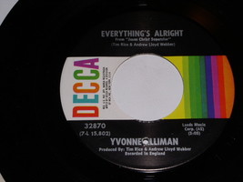 Yvonne Elliman Everything&#39;s Alright 45 Rpm Record Vintage Decca Label - $18.99