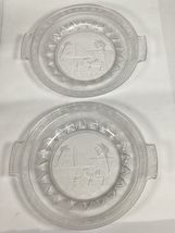 2 Antique EAPG Pressed Glass Egyptian Pyramid Pattern Glass Cake Plates - $19.79