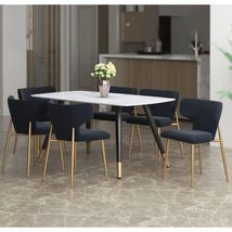 Emery/Akira 7pc Dining Set in White with Black Chair - £1,796.30 GBP