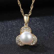 S925 Silver Necklace Electroplated 18K 7-7.5Mm Freshwater Pearl Fine Jewelry - £16.40 GBP