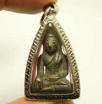 Laos Buddha super rare antique Chiangroong amulet pendant blessed for wealth hap - £187.84 GBP