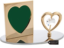 24K Gold Plated Picture Frame with Crystal Studded Heart Figurine by Matashi - £14.78 GBP