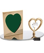 24K Gold Plated Picture Frame with Crystal Studded Heart Figurine by Mat... - €15,82 EUR