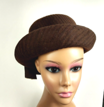 Vintage Astre Womens Brown Ribbed 100% Wool Bowler Hat with Ribbon Made ... - $22.95