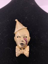 Vintage Gold Tone Brooch Or Pin  Tears Of The Clown Costume Piece 3 inches - $7.99