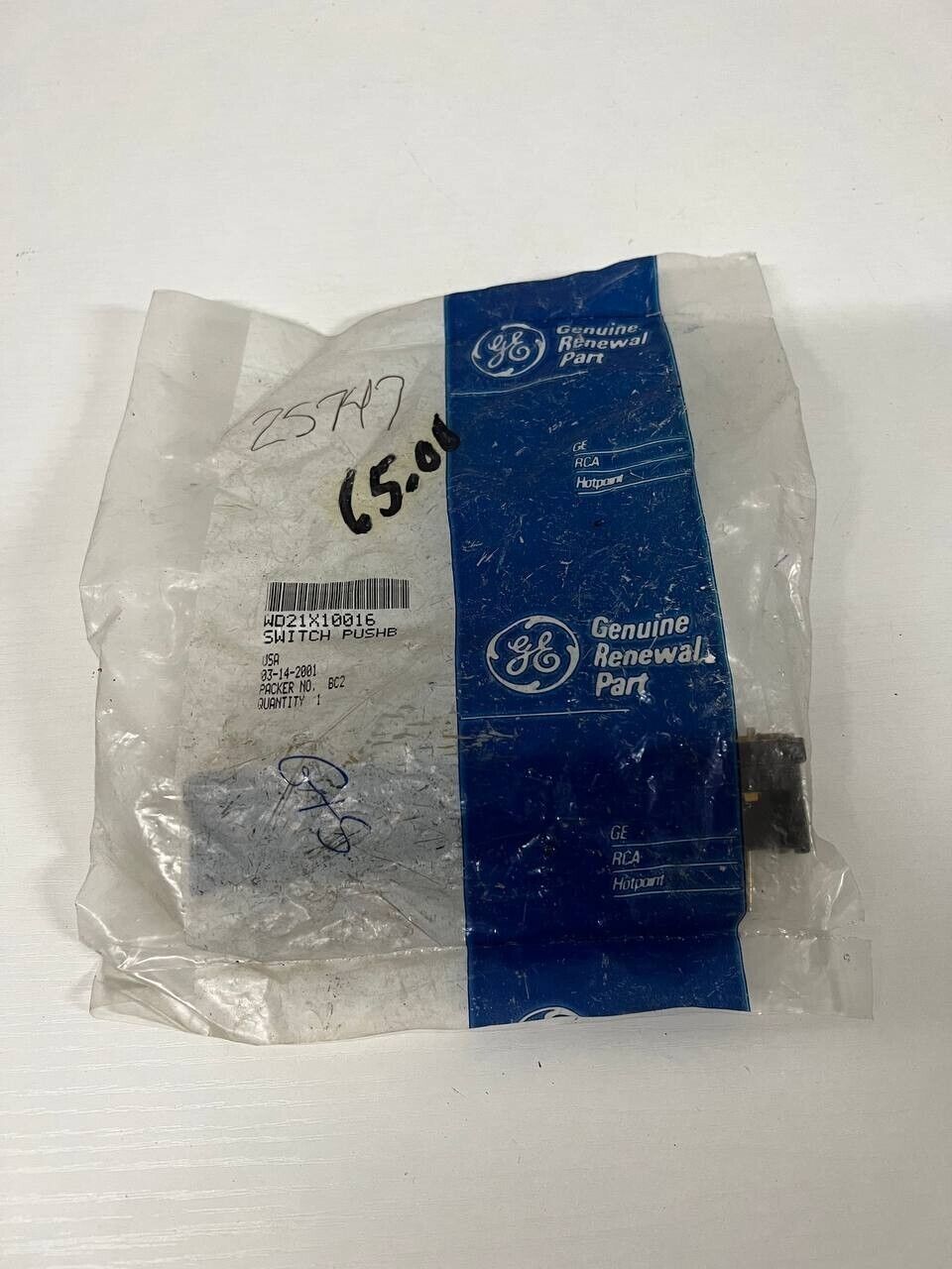 Genuine OEM GE Dishwasher Push Button Switch WD21X10016 - £55.82 GBP