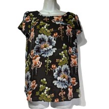 loft bar back tulip floral blouse Gray Short Sleeve Top Size S - $19.79