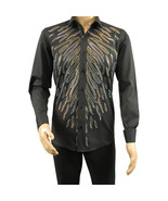 Men CEREMONIA Turkey Shirt 100% Cotton Fancy Rhine Stone #Roma 15 Black ... - $89.63 CAD