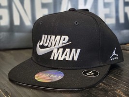 Nike Jordan Jumpman Black/White Swoosh Logo Snapback Hat Youth OS - $29.92