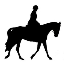 English Hunt Seat Horse and Rider Equine Decal Black Silhouette Sticker on a Cle - £3.19 GBP
