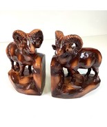 VTG Pair Big Horn Sheep Chalkware Bookends Amy Artcraft Product Jala Gif... - $690.32 MXN