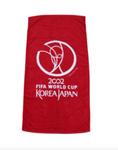 Vintage 2002 World Cup Soccer Korea Japan Spell Out Beach Towel Red Terr... - $39.55