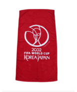 Vintage 2002 World Cup Soccer Korea Japan Spell Out Beach Towel Red Terr... - $39.55