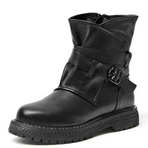 DRKANOL 2021 Autumn Winter 100% Genuine Leather Women Boots Handmade Mid Calf Th - £87.66 GBP