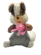 Rare Vintage Superior Toy And Novelty Bunny 13”Plush Pink Bow - $21.00