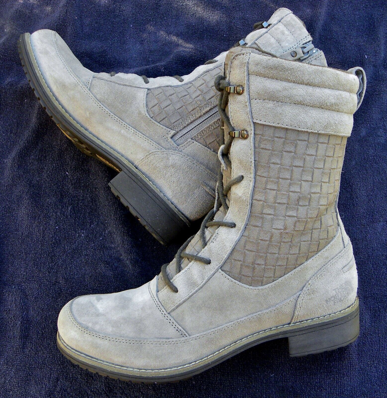 The North Face Gray Suede Leather Midcalf Boots LACE Up Boots Womens 8.5 - $59.95