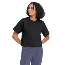 Women&#39;s Supima Cotton Short Sleeve Crop Top Gym - All in Motion Black Sz XL NWT - £6.75 GBP
