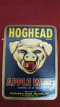 Vintage Hog Head Apple Wine Advertising Paper label - $14.84
