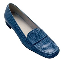 TALBOTS Womens Shoes Flat Loafers Blue Croc Embossed Leather Size 8 - $17.99