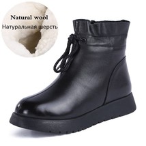 DRKANOL 2021 Waterproof Women Snow Boots 100% Genuine Leather Wool Platform Ankl - £68.35 GBP