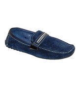 Basconi Blue Suede Driving Moccasins Men&#39;s Net Design Shoes Size US 12 E... - £131.78 GBP
