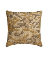 Gold Jacquard Foil and Beaded 16&quot;x16&quot; Throw Pillow Cover We R Golden - £42.35 GBP+
