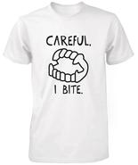 Careful I Bite! Funny Men&#39;s T-Shirt White Crewneck Graphic Shirt for Hal... - £33.89 GBP