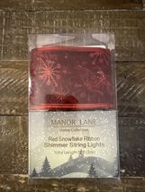 Manor Lane Red Snowflake Ribbon Shimmer String Lights New 10 FT - $20.94