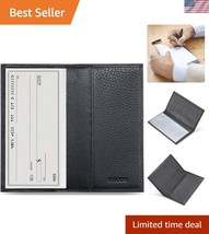 Luxurious Pebbled Black Checkbook Cover - Handmade Italian Leather Design - $45.00